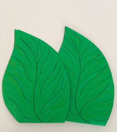 La foglia, simbolo del Premio GreenCare, disegnata dagli alunni del II Circolo Didattico Giancarlo Siani di Mugnano