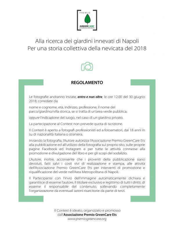 Regolamento del Contest fotografico: Alla ricerca dei giardini innevati di Napoli. La nevicata del 2018.