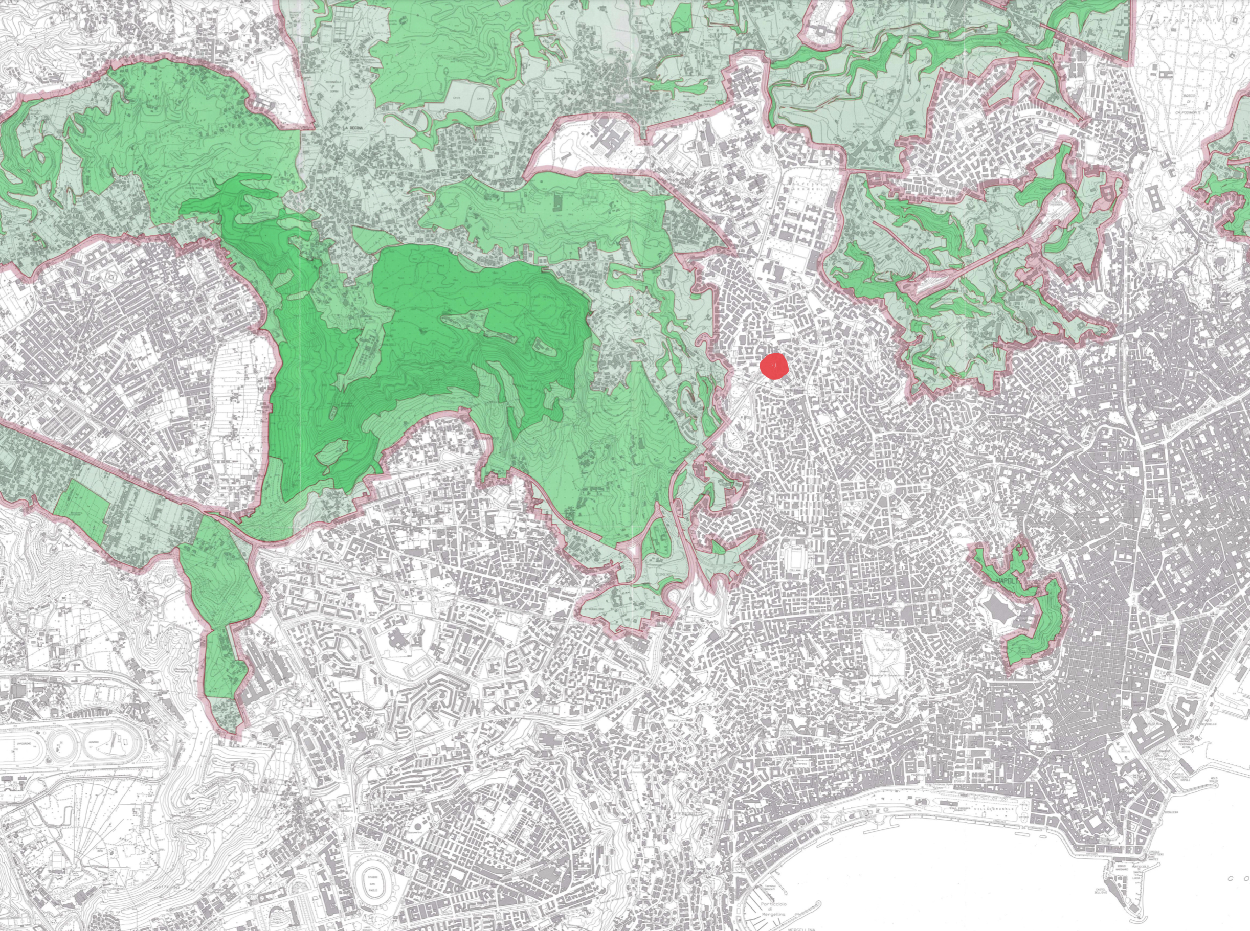 Area interessata dal parco delle colline di Napoli e Ponte S. Giacomo dei Capri